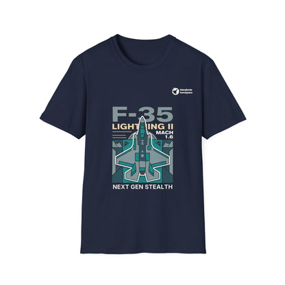 Lightning Love aviation graphic on a navy unisex t-shirt