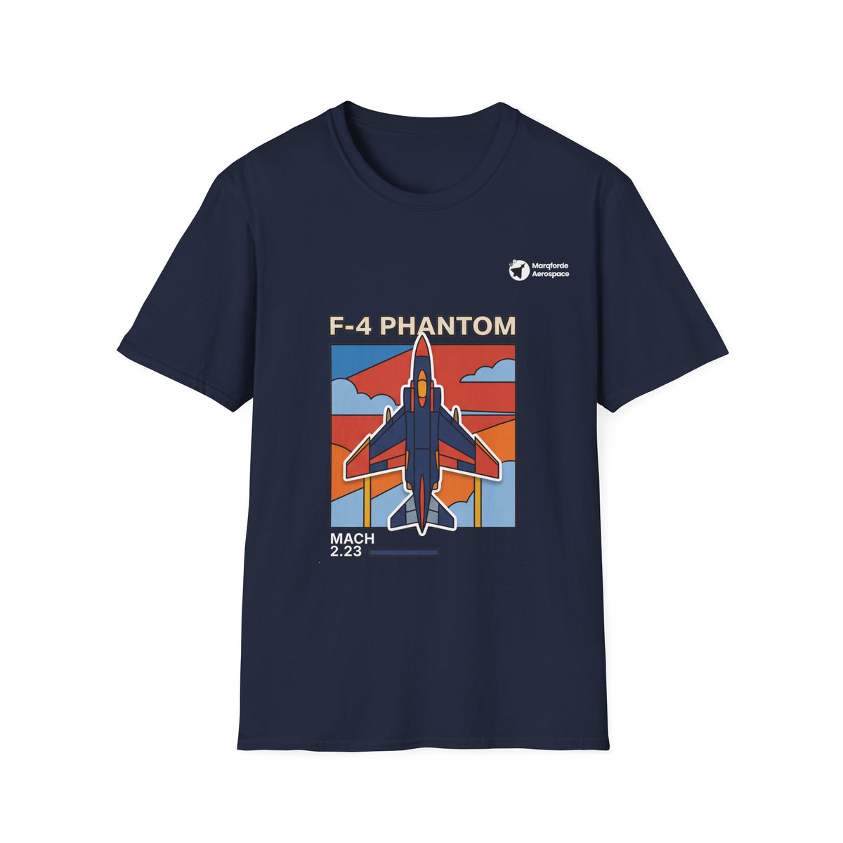 Phantom Pulse aviation graphic on a navy unisex t-shirt
