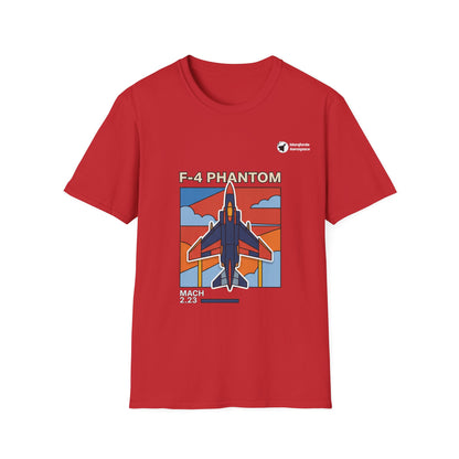 Phantom Pulse aviation graphic on a red unisex t-shirt