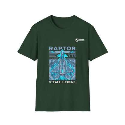 Raptor Revenge aviation graphic on a forest green unisex t-shirt