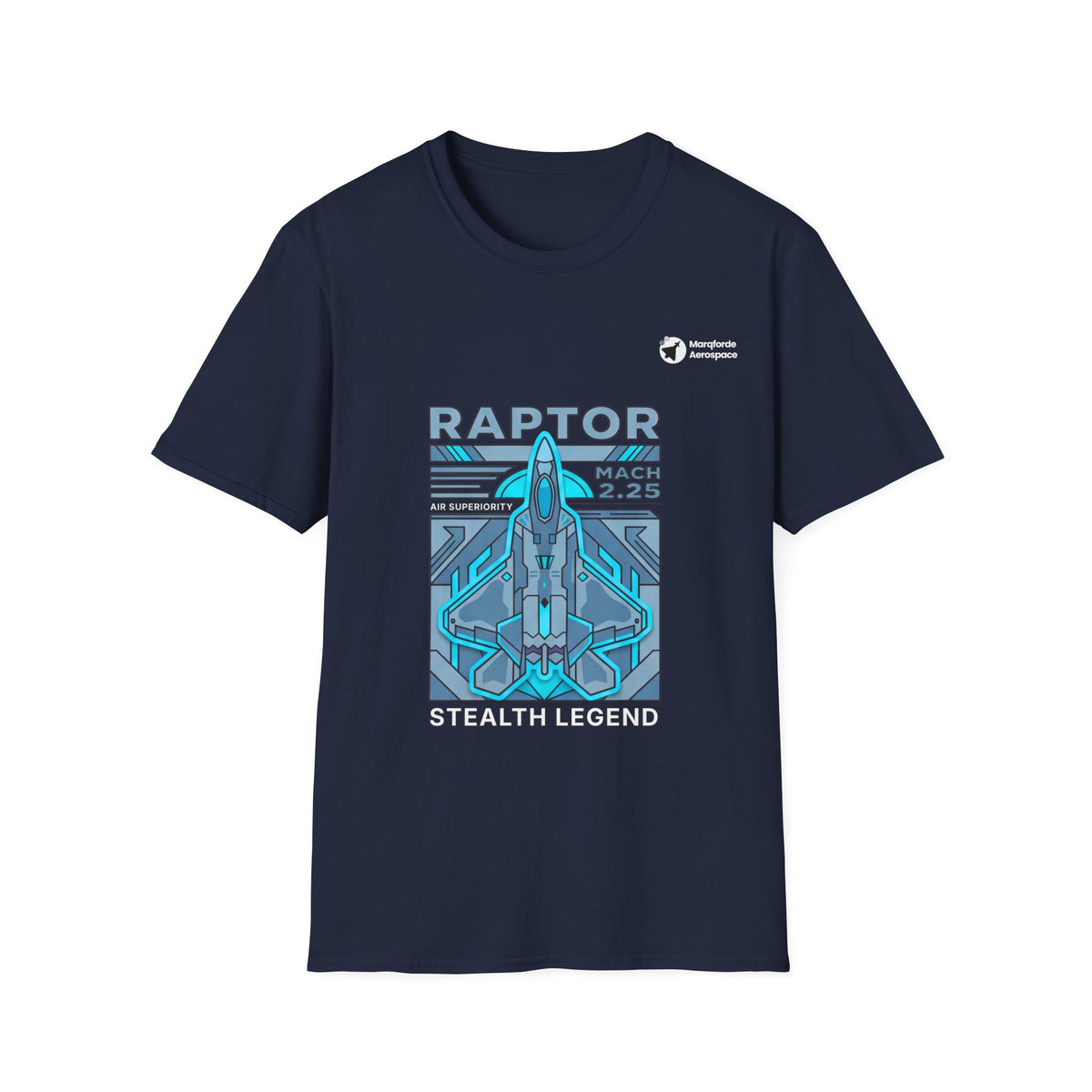 Raptor Revenge aviation graphic on a navy unisex t-shirt