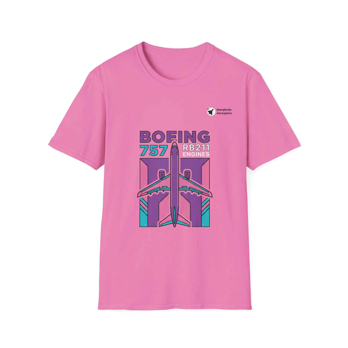 RB211 Roar Boeing 757 aviation graphic on an azalea unisex t-shirt