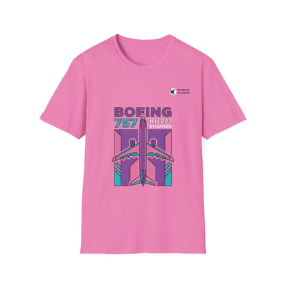 RB211 Roar Boeing 757 aviation graphic on an azalea unisex t-shirt