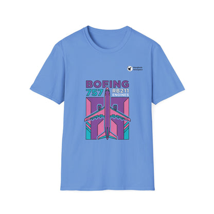 RB211 Roar Boeing 757 aviation graphic on a carolina blue unisex t-shirt