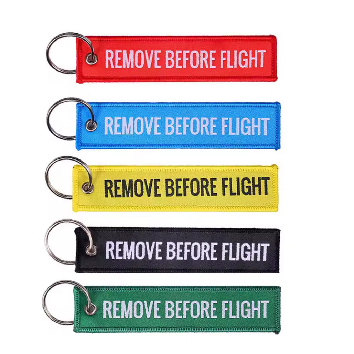 Remove Before Flight Keyring | Embroidered Flight Tag