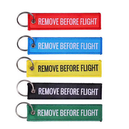 Remove Before Flight Keyring | Embroidered Flight Tag