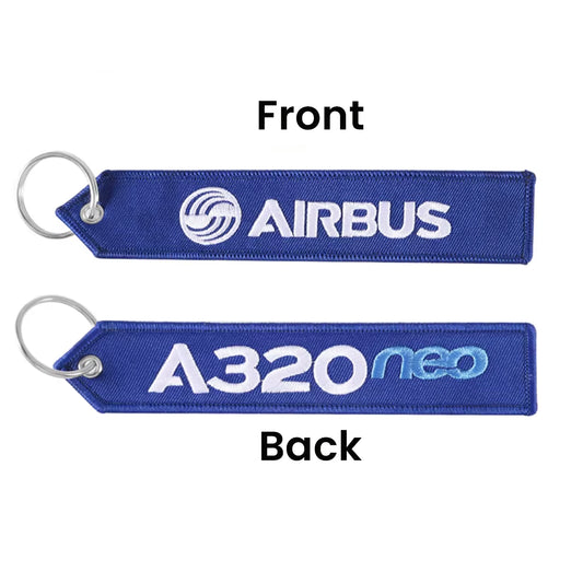 Airbus A320neo Keyring | Embroidered Flight Tag