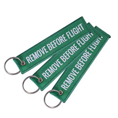 Remove Before Flight Keyring | Embroidered Flight Tag