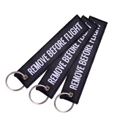 Remove Before Flight Keyring | Embroidered Flight Tag