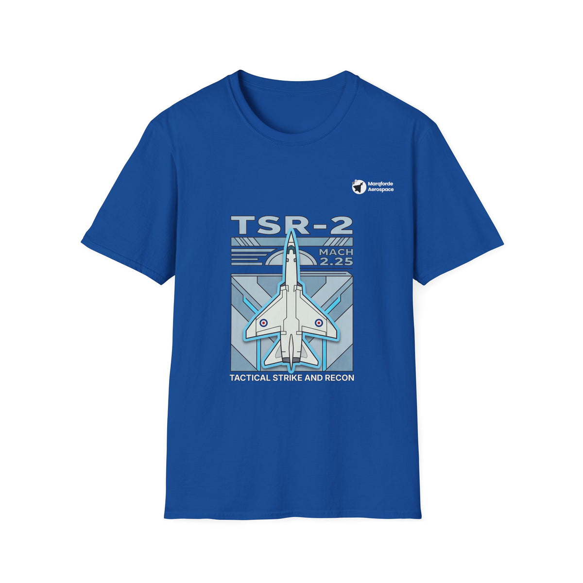 Tactical Tribute aviation graphic on a royal blue unisex t-shirt