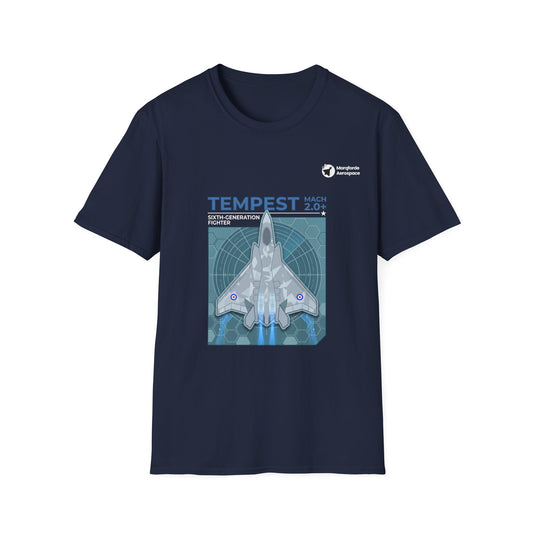 Tempest Trinity aviation graphic on a navy unisex t-shirt