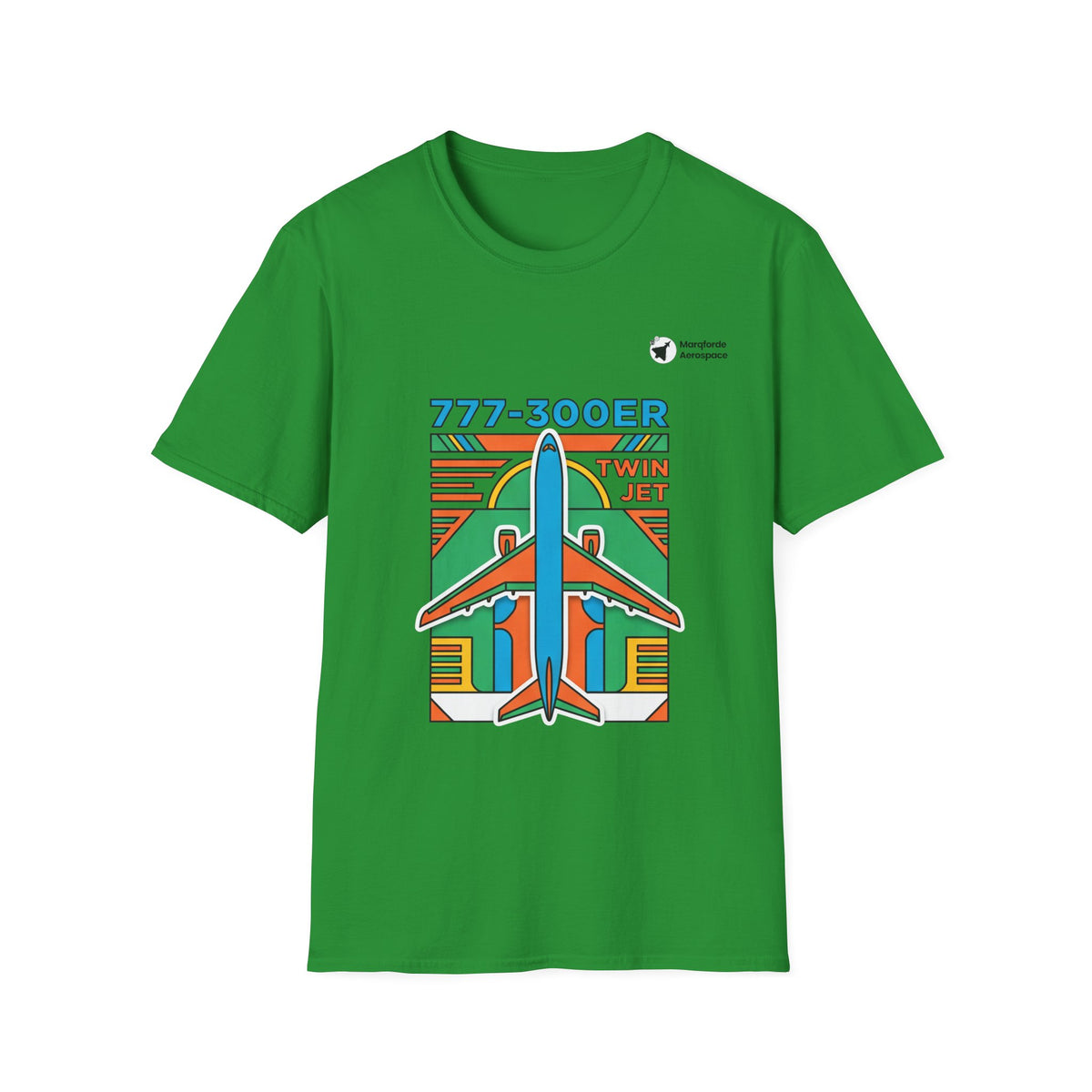 Triple Titan 777 aviation graphic on an irish green unisex t-shirt