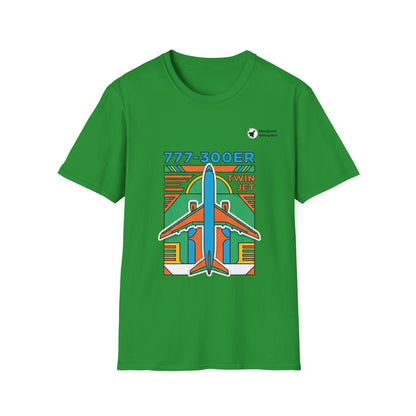 Triple Titan 777 aviation graphic on an irish green unisex t-shirt