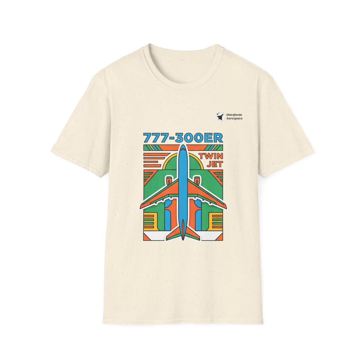 Triple Titan 777 aviation graphic on a natural unisex t-shirt