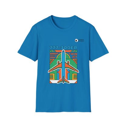 Triple Titan 777 aviation graphic on a sapphire unisex t-shirt