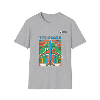Triple Titan 777 aviation graphic on a sport grey unisex t-shirt