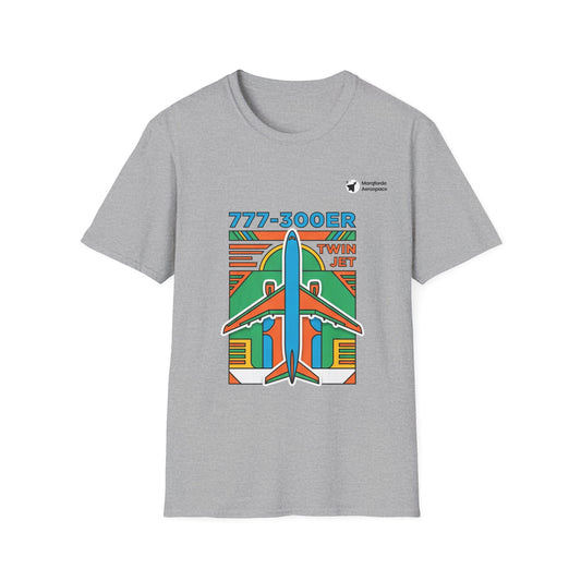 Triple Titan 777 aviation graphic on a sport grey unisex t-shirt