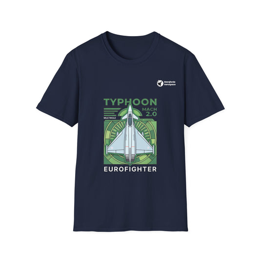 Typhoon Thunder aviation graphic on a navy unisex t-shirt