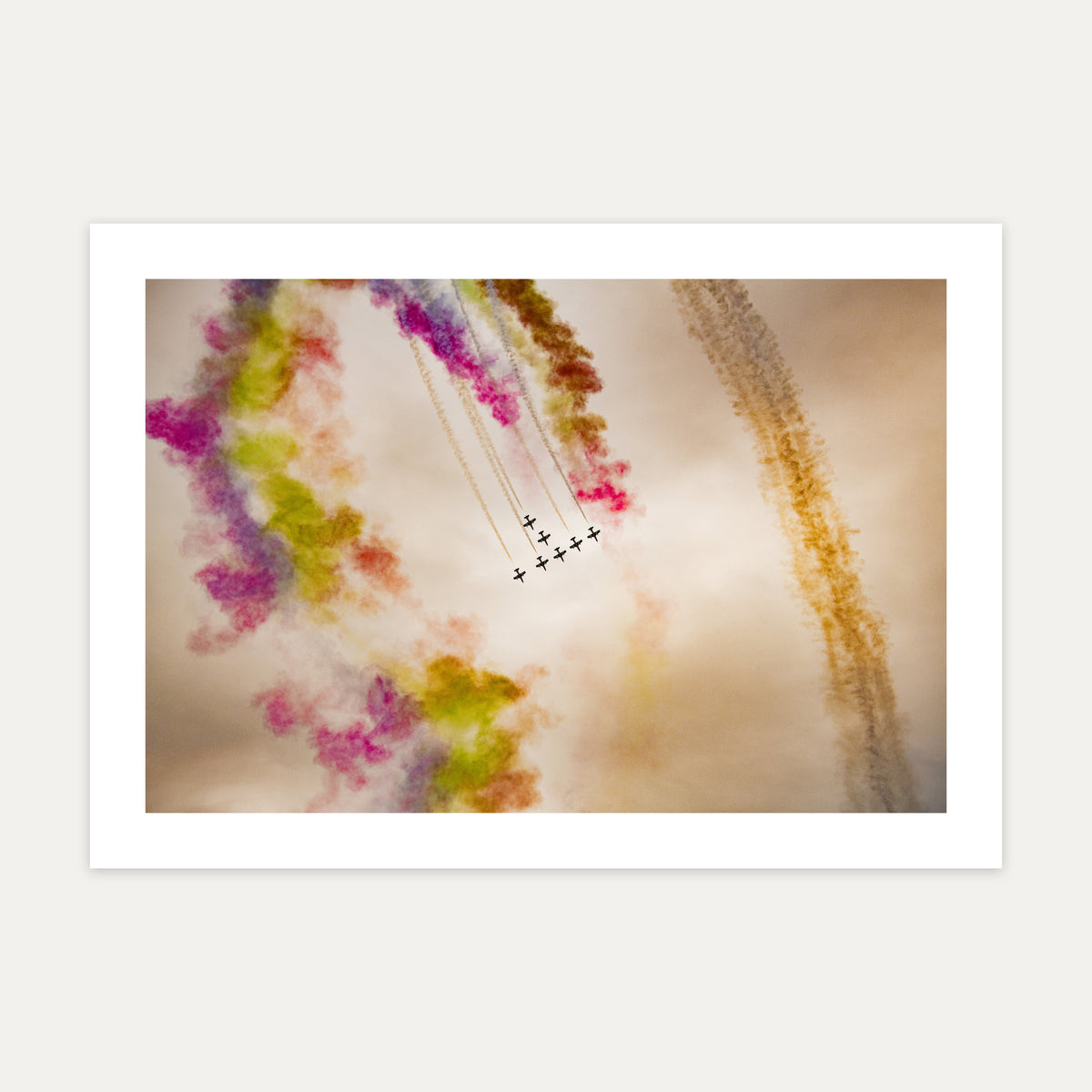 Al Fursan coloured smoke loop, unframed A4 aviation photo print