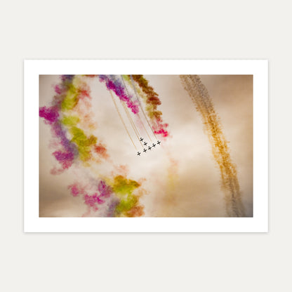 Al Fursan coloured smoke loop, unframed A4 aviation photo print