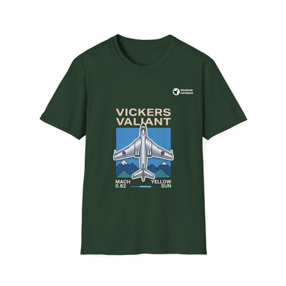 Valiant Voyager aviation graphic on a forest green unisex t-shirt