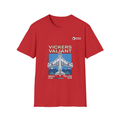 Valiant Voyager aviation graphic on a red unisex t-shirt