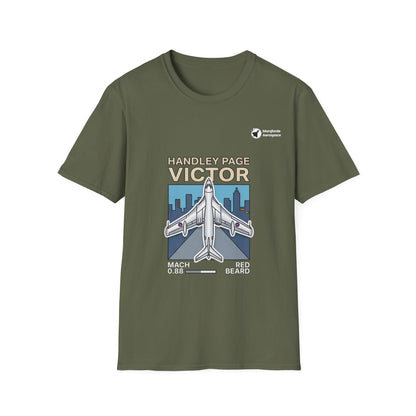 Victor Velocity aviation graphic on a military green unisex t-shirt
