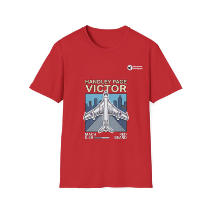 Victor Velocity aviation graphic on a red unisex t-shirt