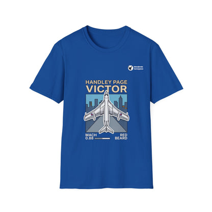 Victor Velocity aviation graphic on a royal blue unisex t-shirt