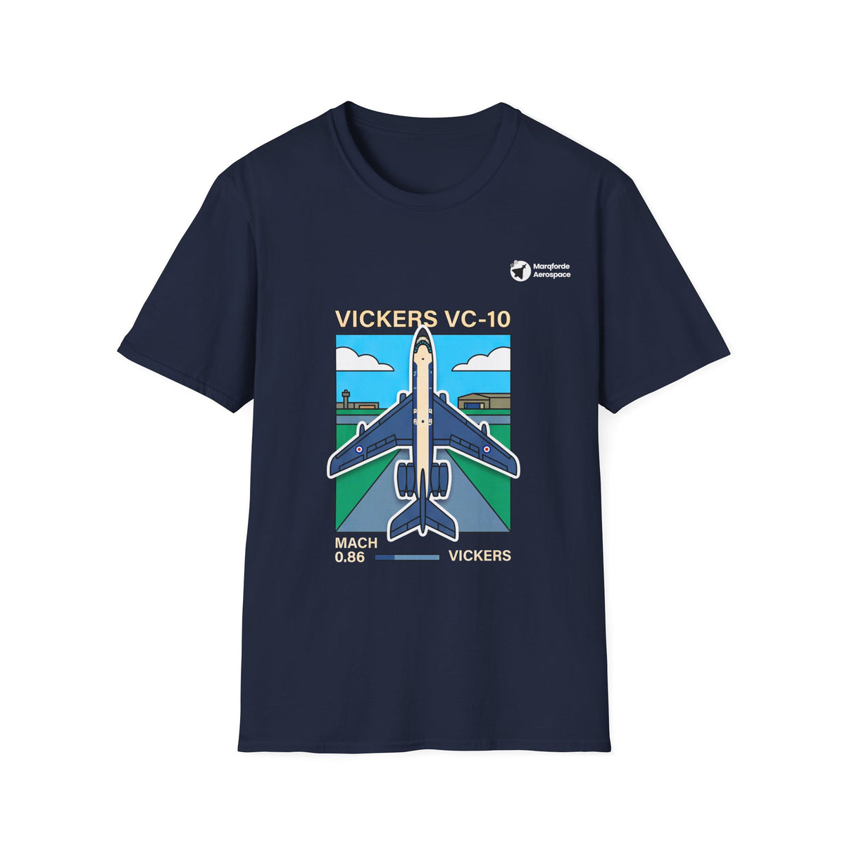 Vickers Voyage aviation graphic on a navy unisex t-shirt