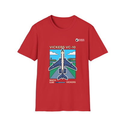 Vickers Voyage aviation graphic on a red unisex t-shirt