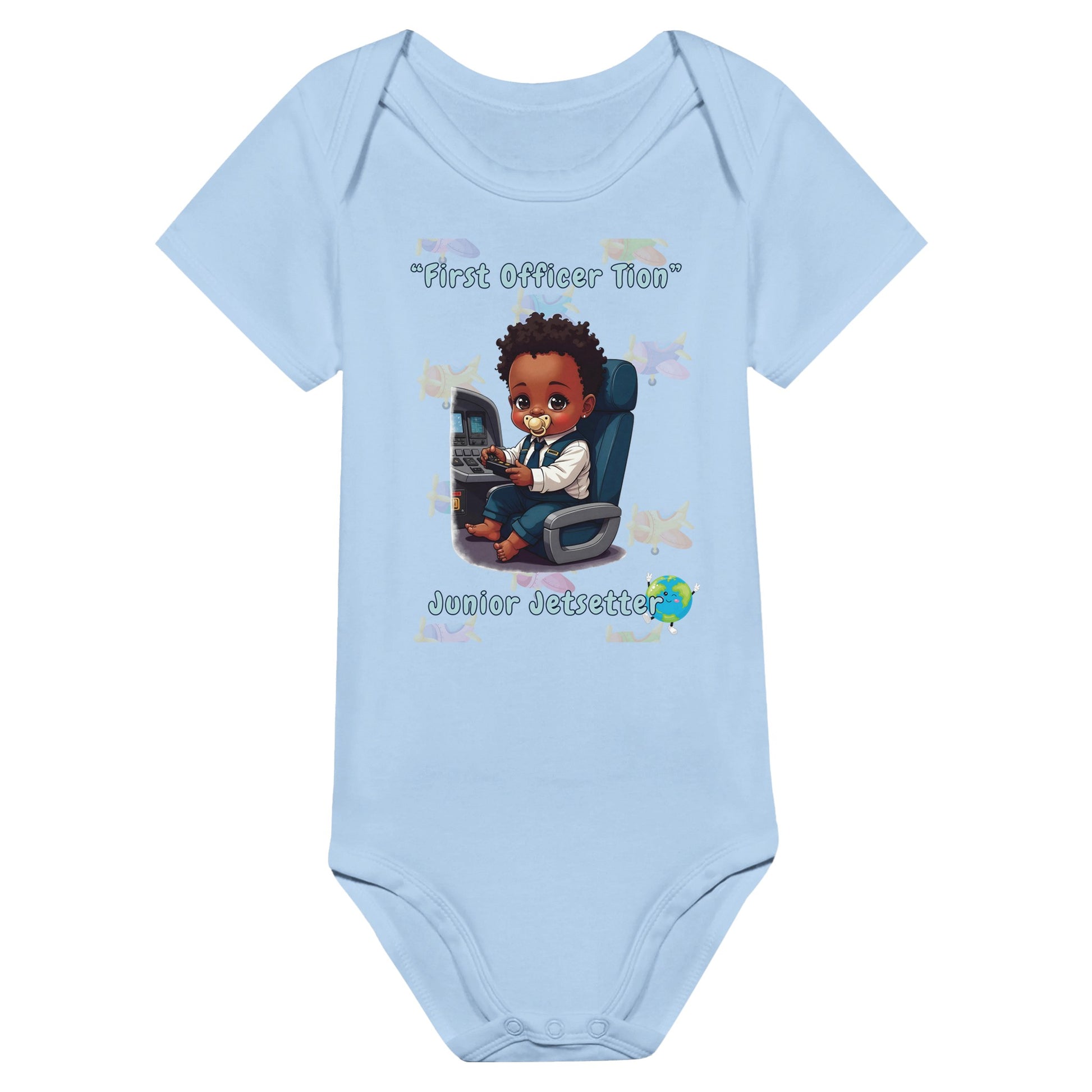 Junior Jetsetter Baby Romper – Aviation Print for Boys