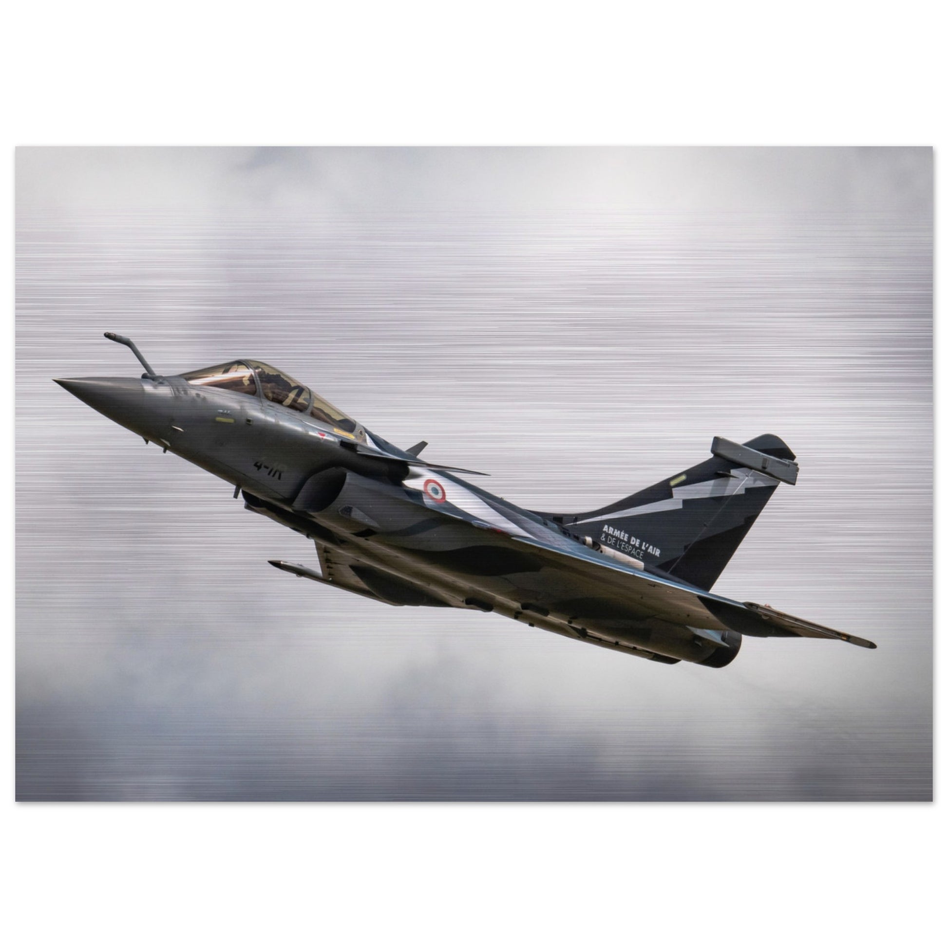 High-Quality Metal Print Featuring French Dassault Rafale in Flight