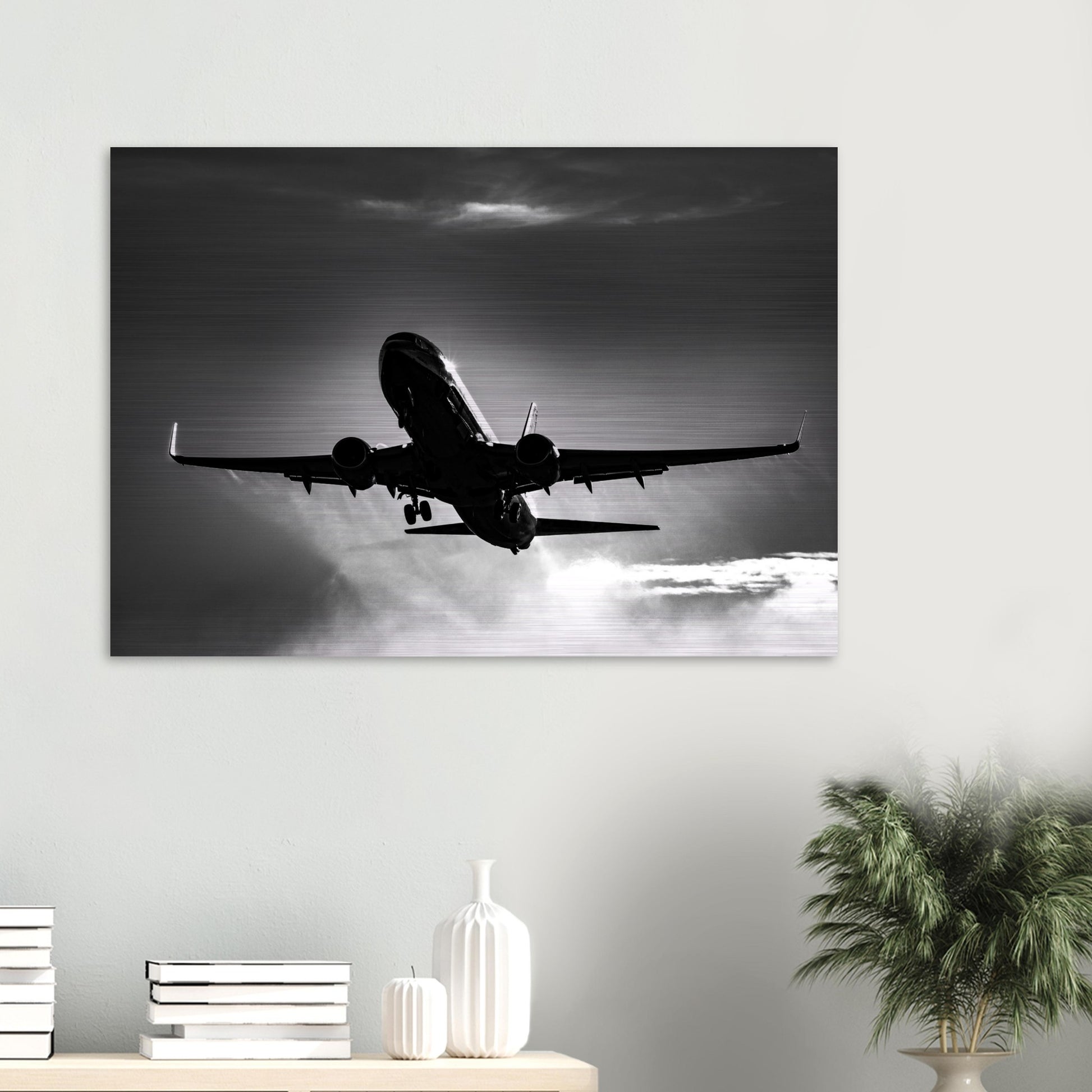 Jet2 Boeing 737 Brushed Aluminium Print – Dramatic Misty Departure Scene
