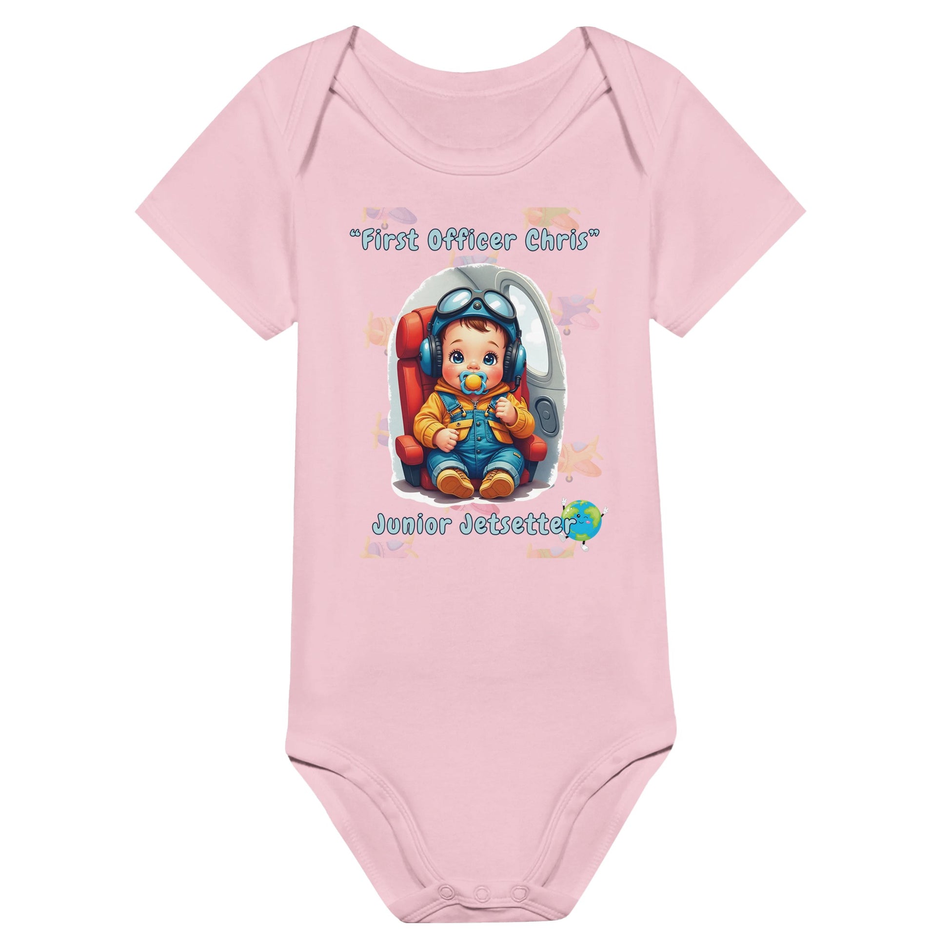 Close-Up of Junior Jetsetter Baby Bodysuit – Soft & Cozy Fabric