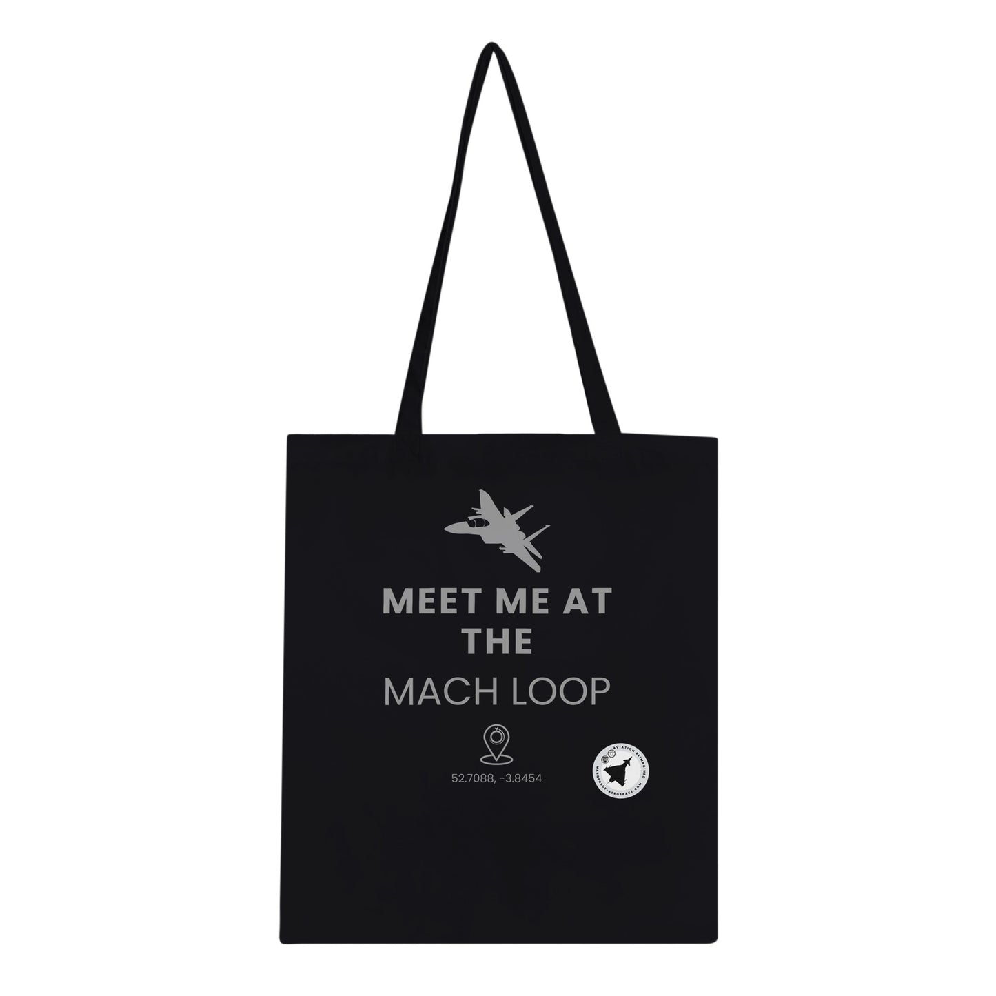 Dark-Coloured Aviation Tote Bag with Meet Me at The Mach Loop Graphic