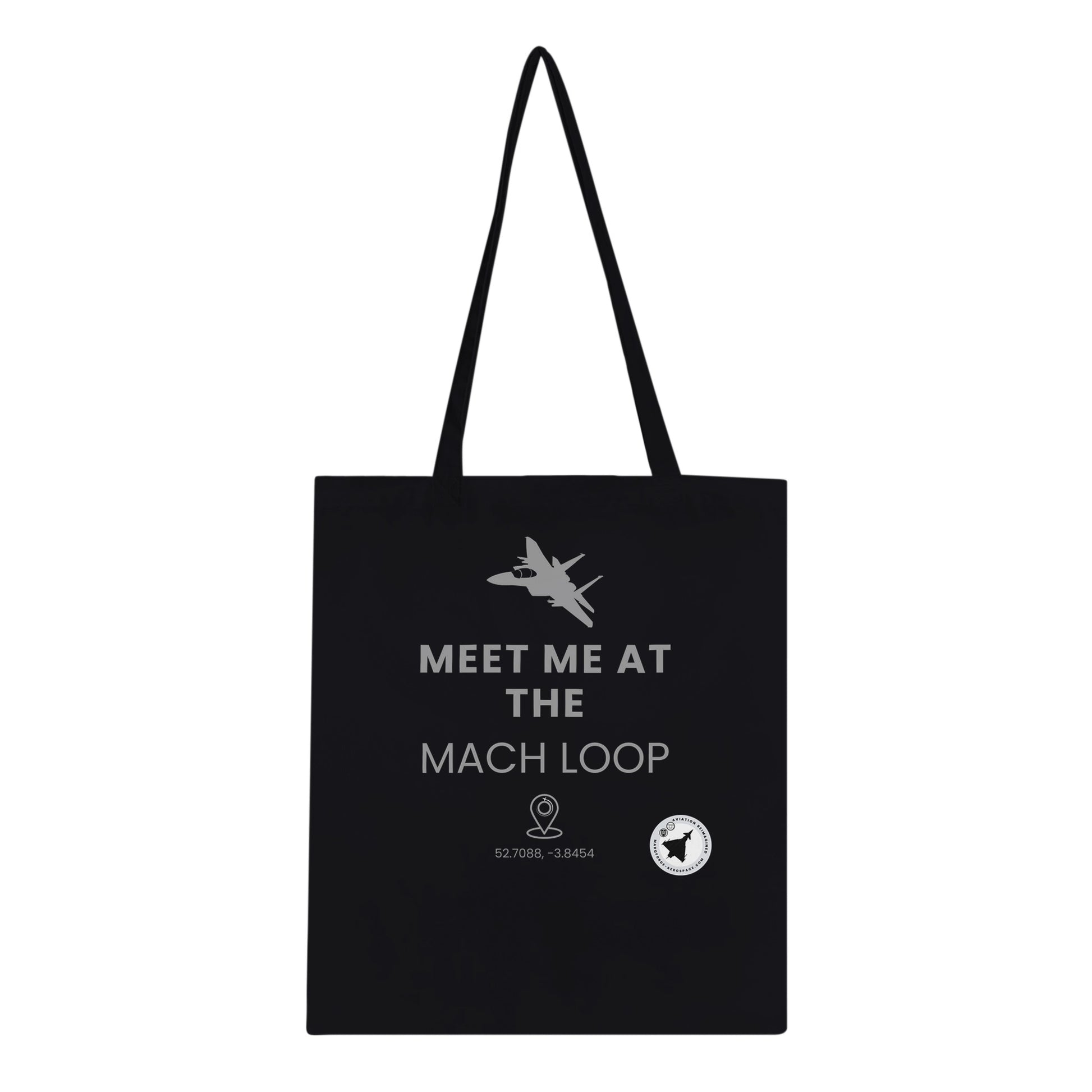Dark-Coloured Aviation Tote Bag with Meet Me at The Mach Loop Graphic