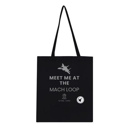 Dark-Coloured Aviation Tote Bag with Meet Me at The Mach Loop Graphic