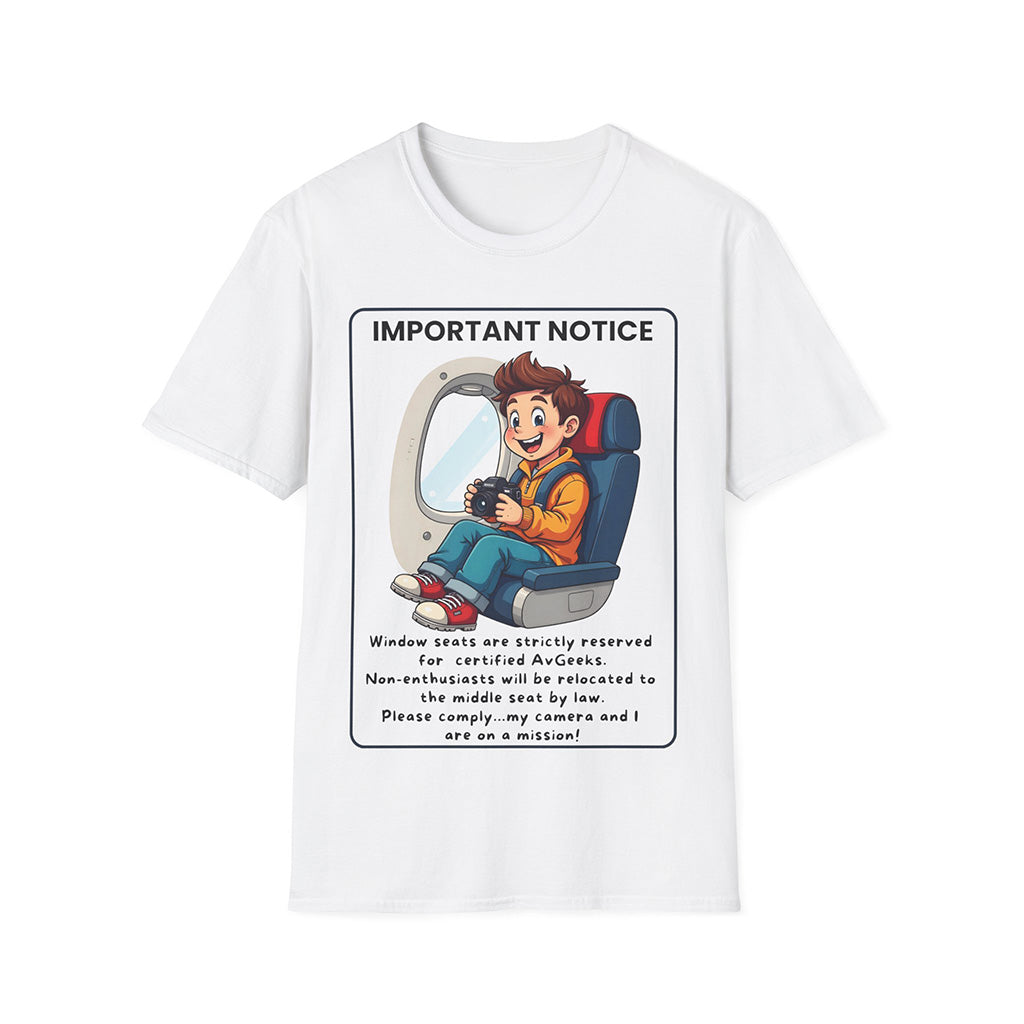 Close-Up of Window Seats Are For AvGeeks T-Shirt Print – Unique Design