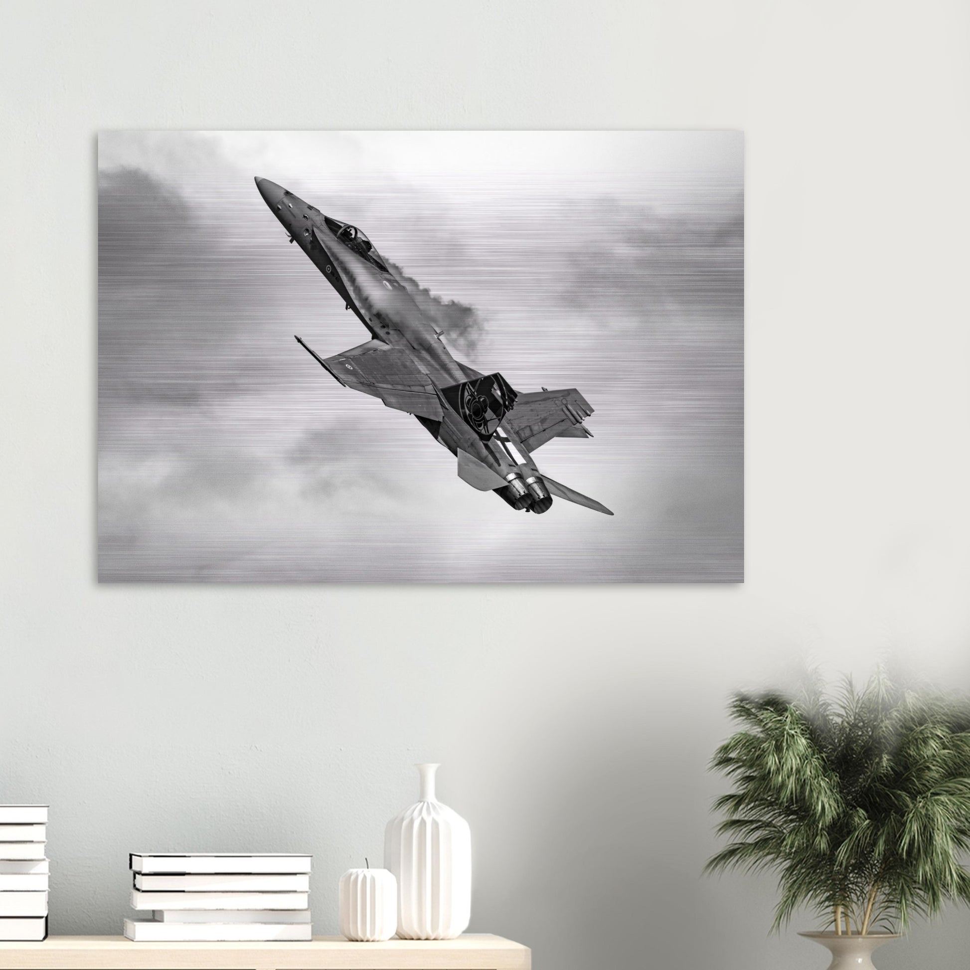 Dynamic Finnish F/A-18 Hornet Print – Sleek Jet Maneuver in Flight