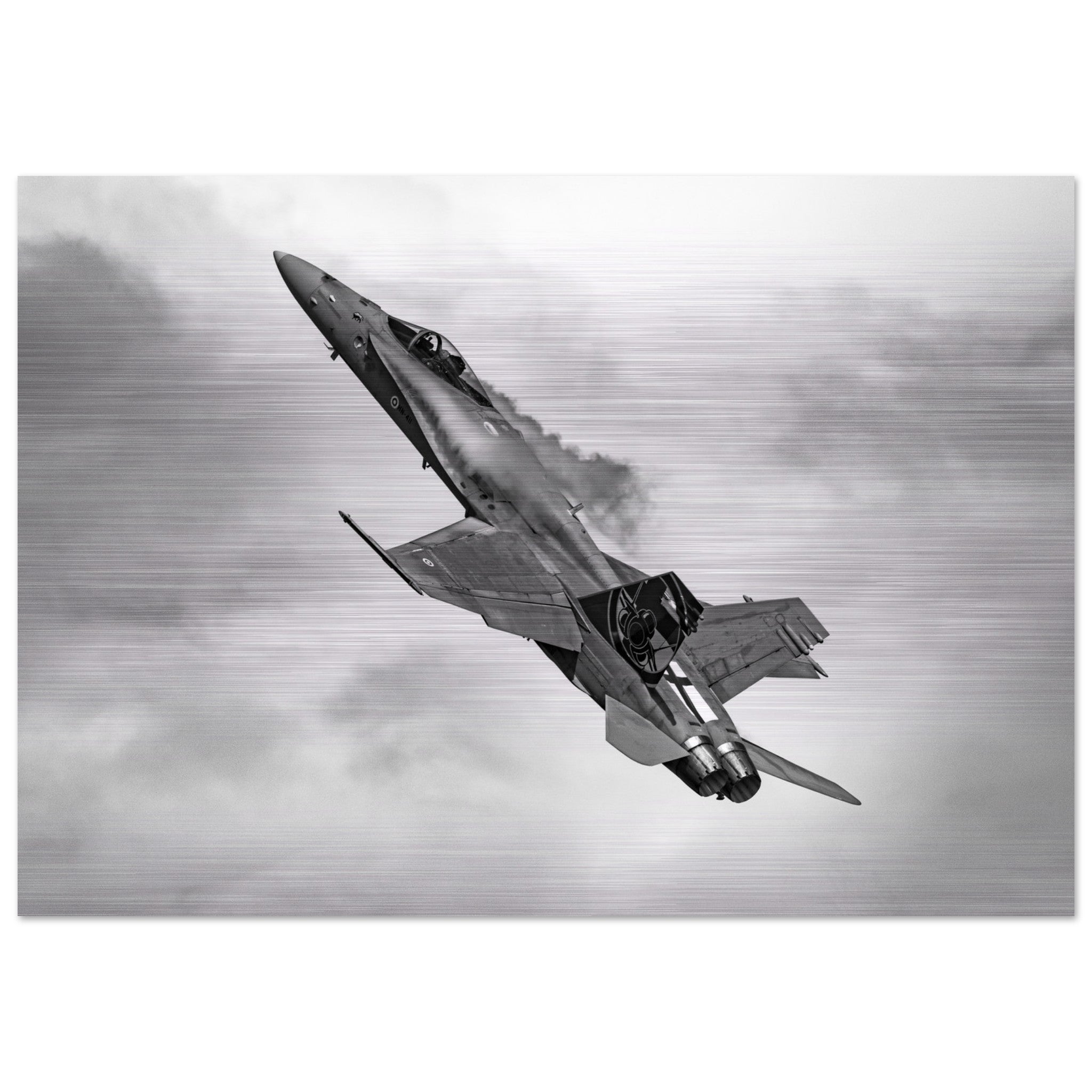 Finnish F/A-18 Hornet Brushed Aluminium Print – Premium Aviation Art