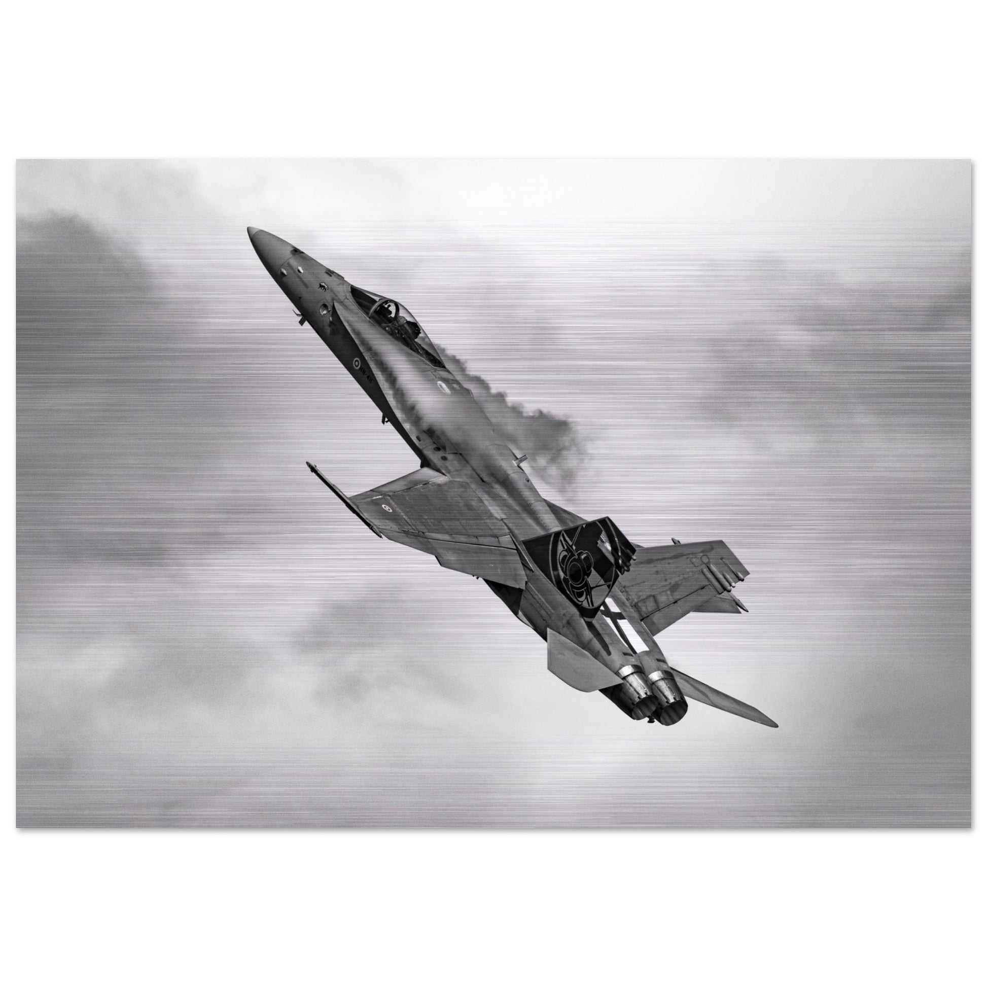 Finnish F/A-18 Hornet Brushed Aluminium Print – Premium Aviation Art