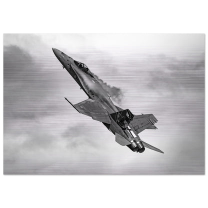 Finnish F/A-18 Hornet Brushed Aluminium Print – Premium Aviation Art