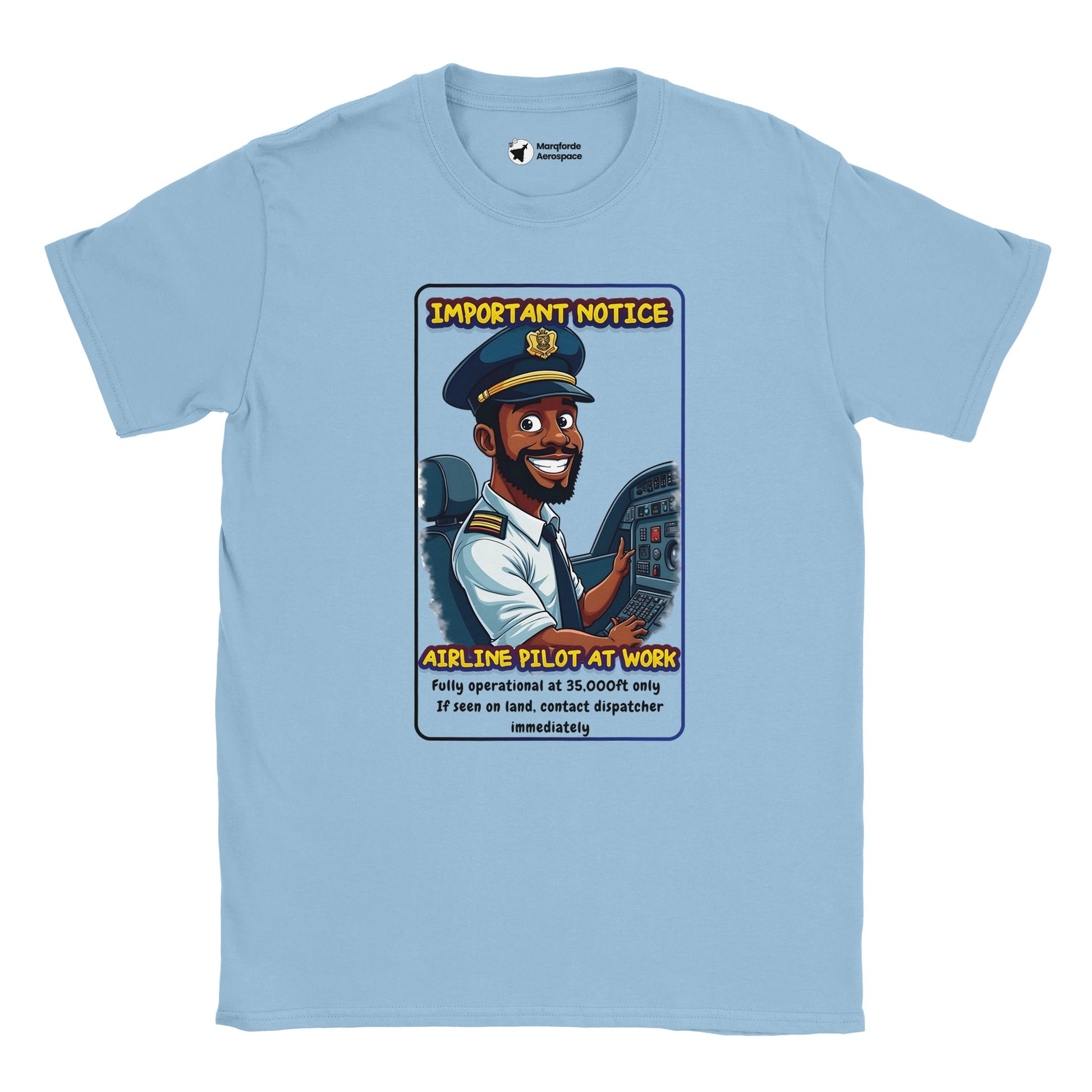Close-Up of Print on Airline Pilot at Work Men's T-Shirt