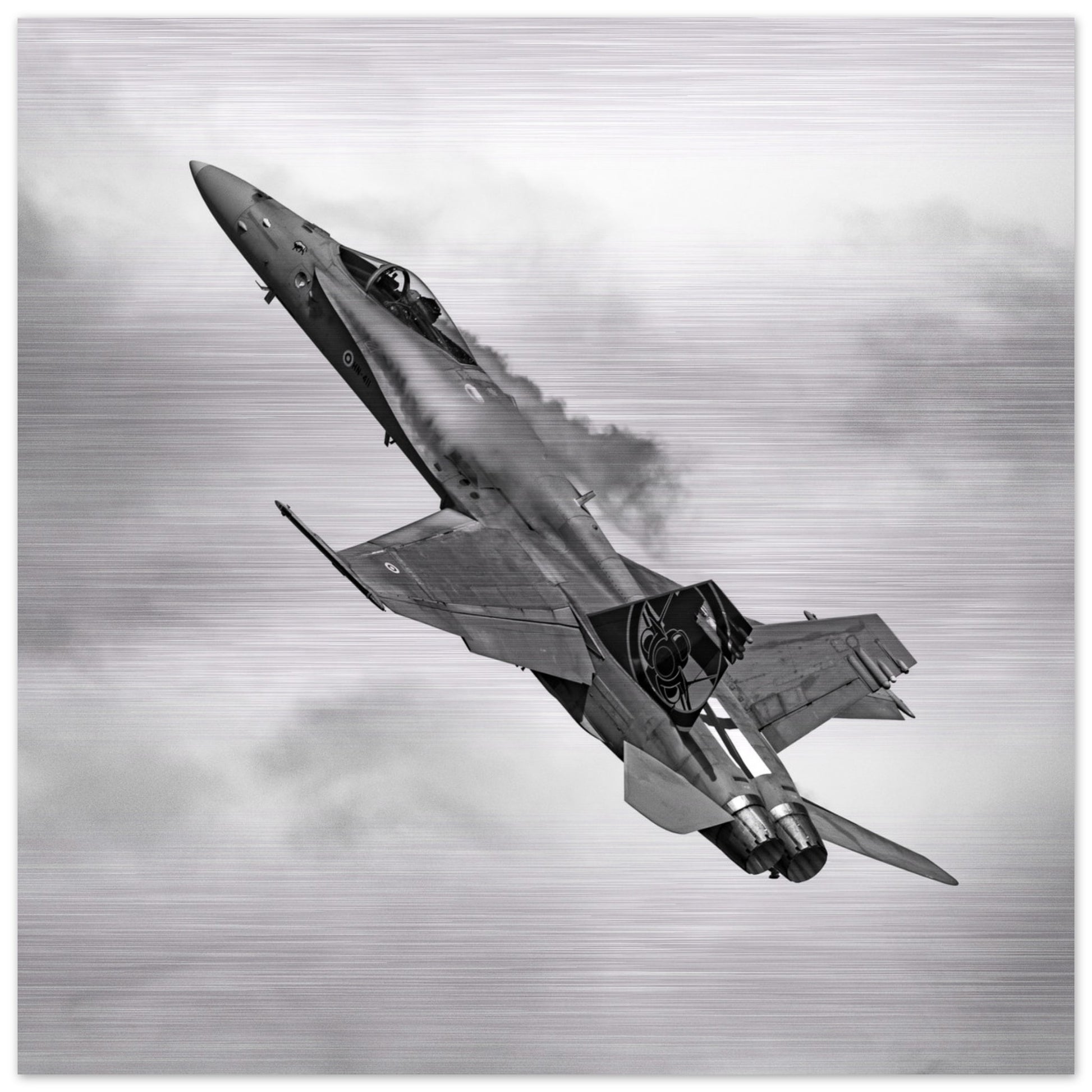 Finnish F/A-18 Hornet Brushed Aluminium Print – Military Jet Display