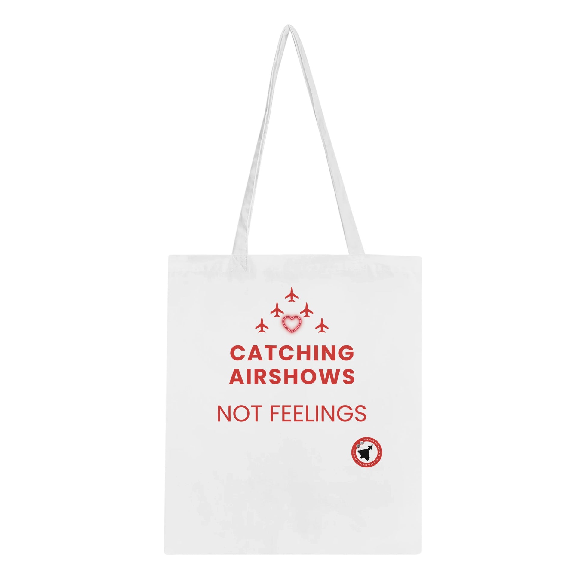 Close-Up of Catching Airshows Not Feelings Tote Bag – Stylish Light Design