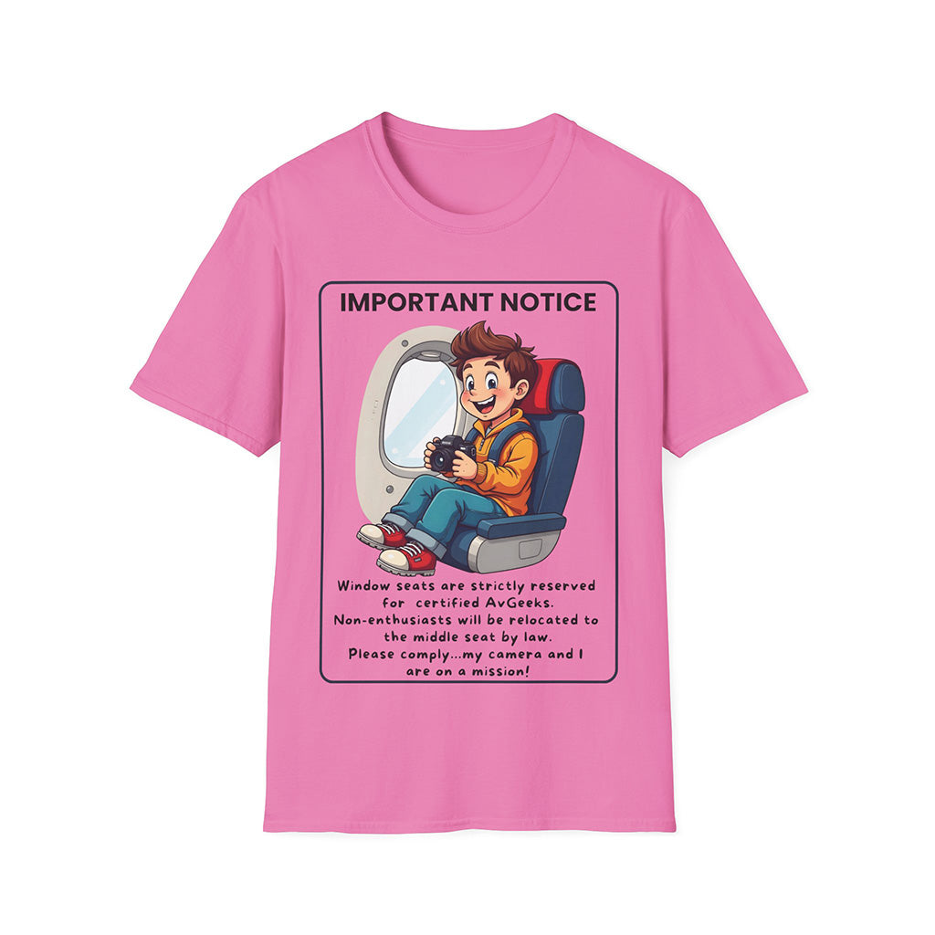 Aviation-Themed T-Shirt – Window Seats Are For AvGeeks Design