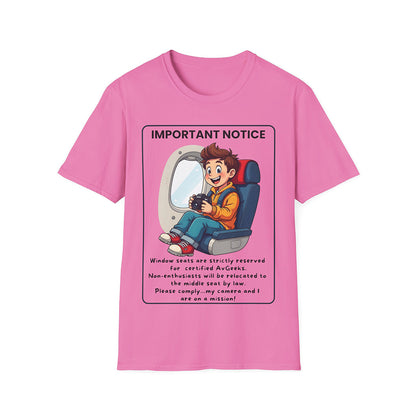 Aviation-Themed T-Shirt – Window Seats Are For AvGeeks Design