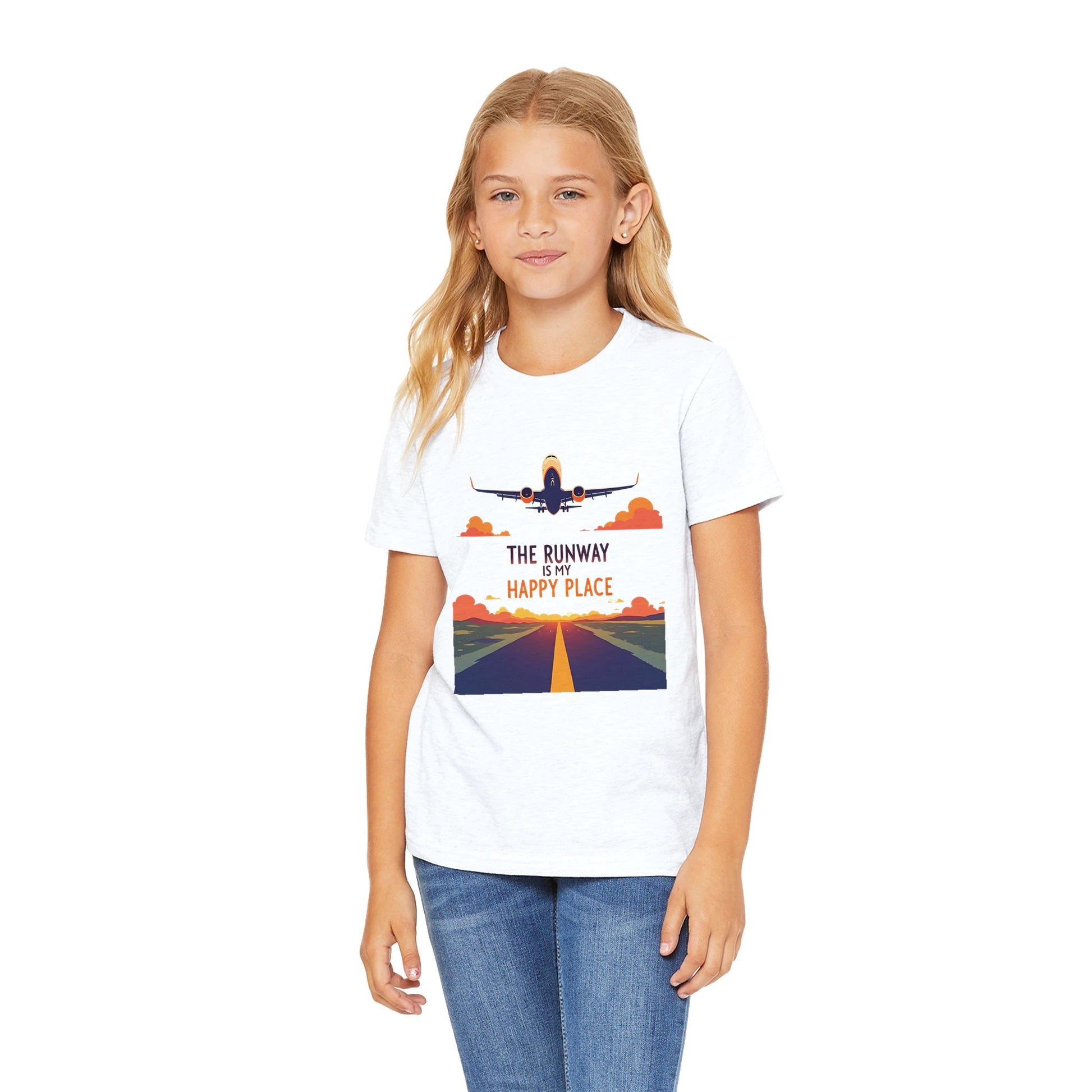 Premium Cotton Aviation T-Shirt – The Runway Is My Happy Place Print