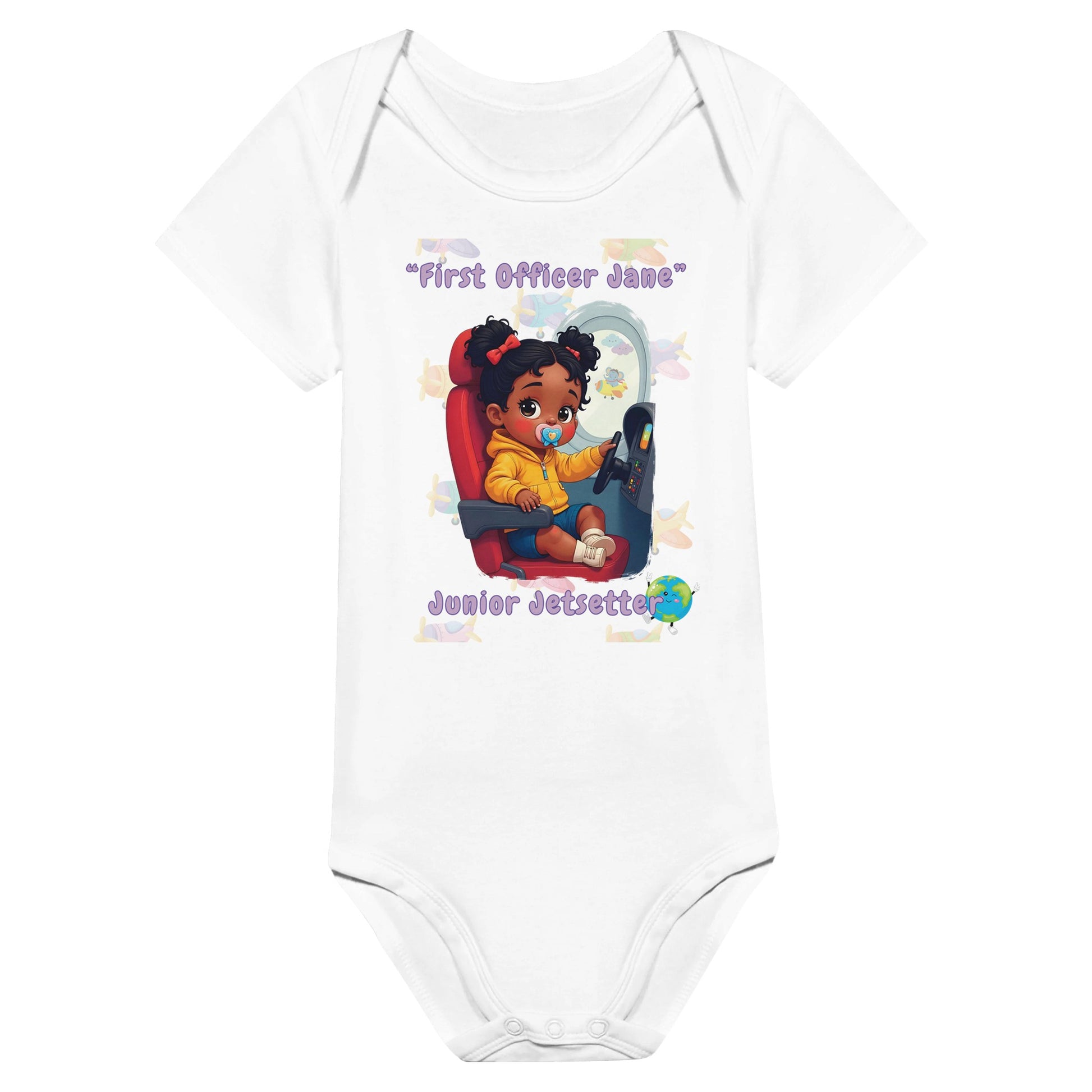 Junior Jetsetter Bodysuit for Girls – Aviation-Themed Baby Outfit